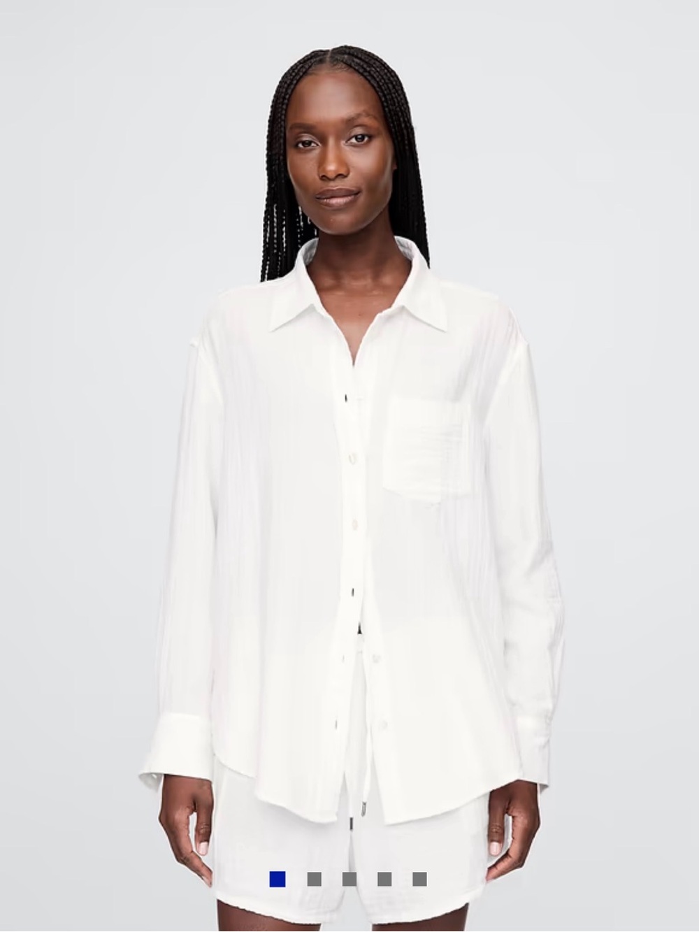 GAP White Long-Sleeve Casual Cotton Gauze Button-Dow Shirt. + A GIFT 🎁